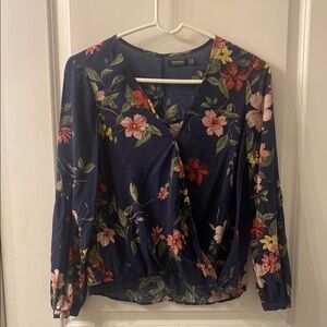 Bershka Multicolored V-Neck Blouse 3/4 Sleeve